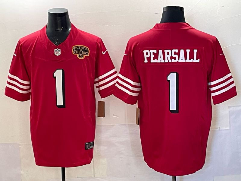 Men 2025 San Francisco 49ers #1 Pearsall red 3th generation Nike Limited NFL Jersey style  0011